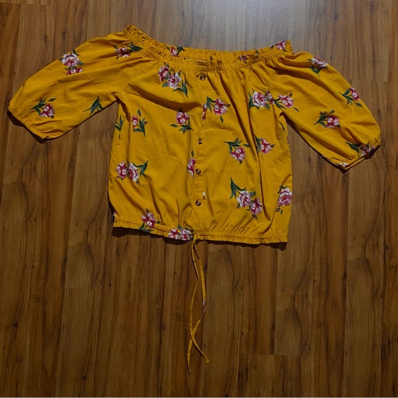 Mileage Women’s Off The Shoulder Floral Crop Top Cinches & Ties At Waist Size 3X - Picture 10 of 16